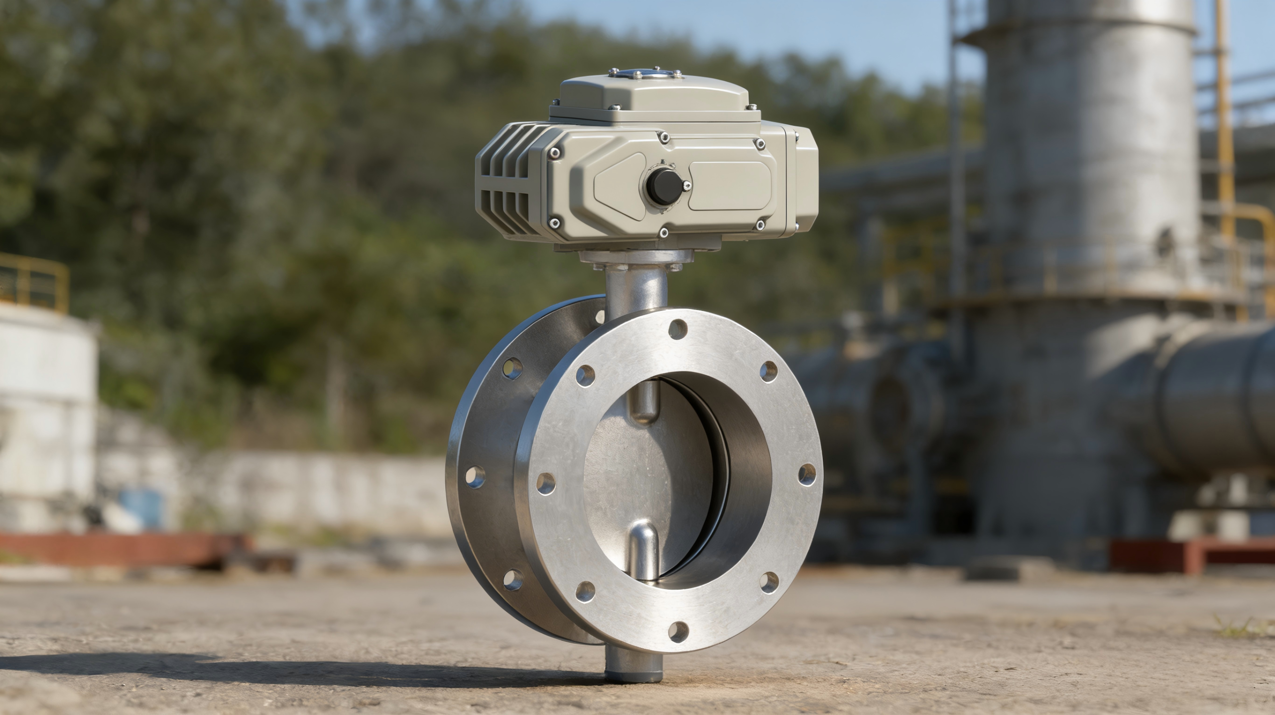 Smart butterfly valve with electric actuator and integrated position feedback sensor for industrial automation