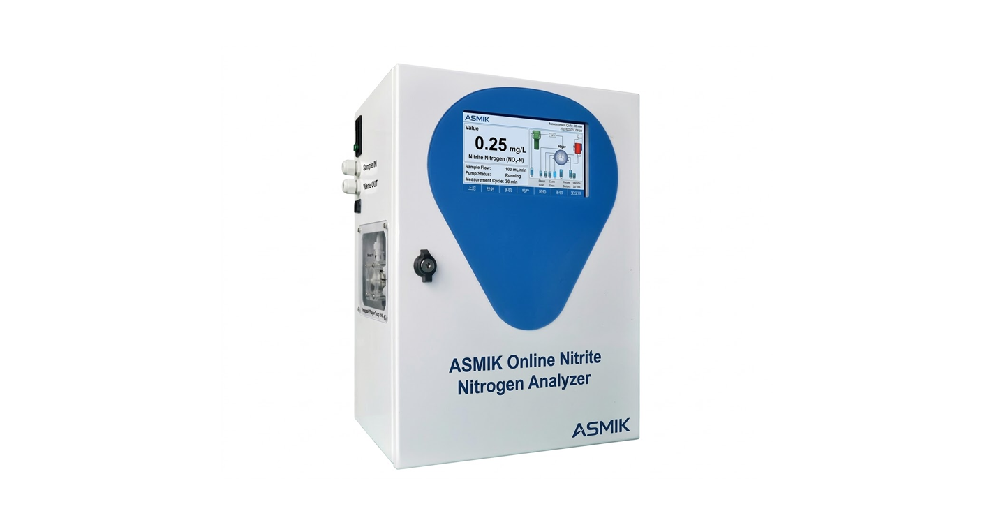 Asmik Online Nitrite Nitrogen Water Quality Analyzer product photo with 7-inch touch screen